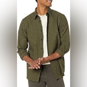 Theory • Irving Windham Twill Men's Green Plaid Button Down Shirt
